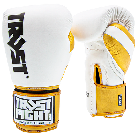 Boxing Gloves Trust Squire Leather White Gold
